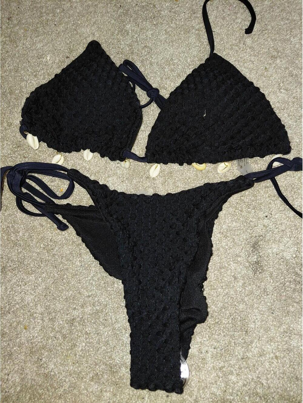 2 pieces black seashell bikini size large Beach vacation summer